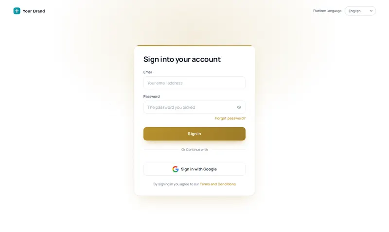Minimal glow login page design for a GoHighLevel client portal